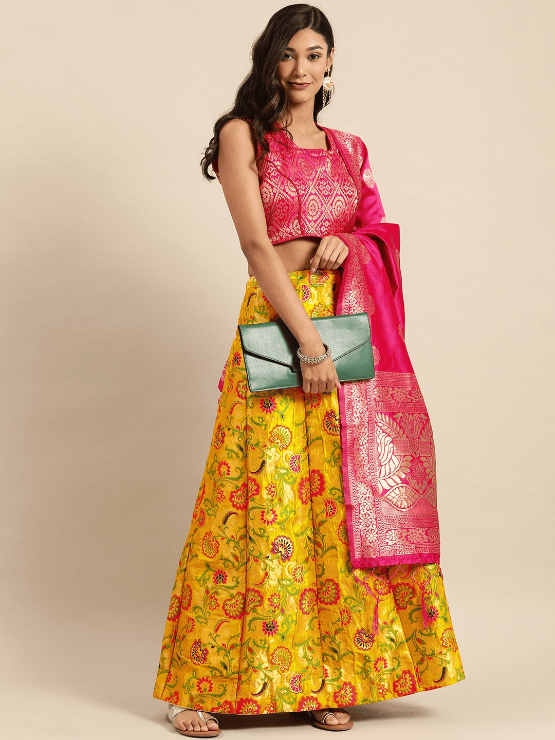 lahengha with padded blouse and zari - 17763113 - Standard Image - 1