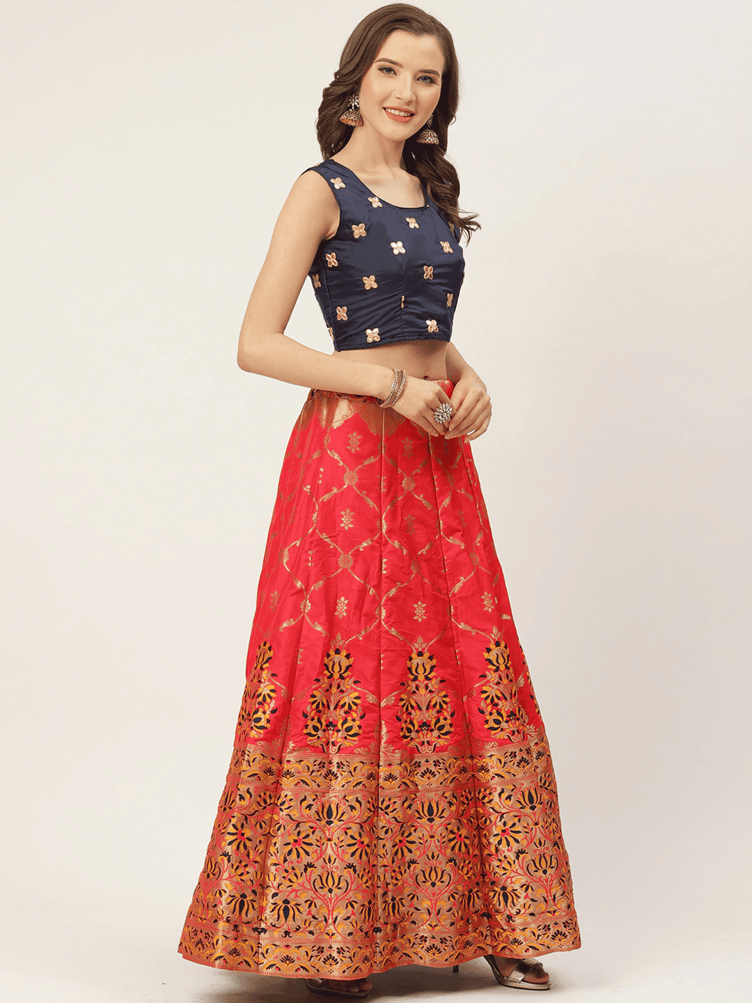 lahengha with padded blouse and zari - 17763114 - Standard Image - 1