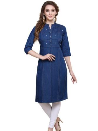 cotton blue kurtis for girls - 17764627 - Standard Image - 1