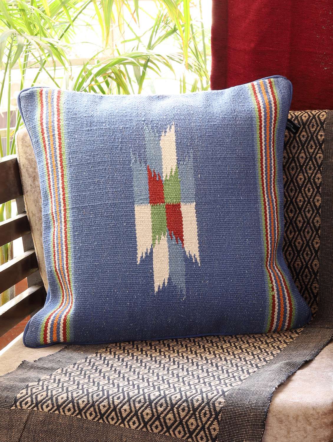 ambbi collections multicolour 100 % cotton 16x16 inch cushion cover, set of 1