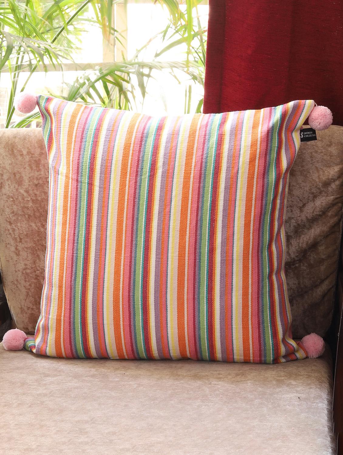ambbi collections multicolour 100 % cotton 16x16 inch cushion cover, set of 1 - 17764671 -  Zoom Image - 0