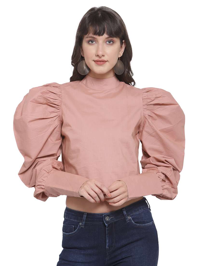 women's crop mock neck top