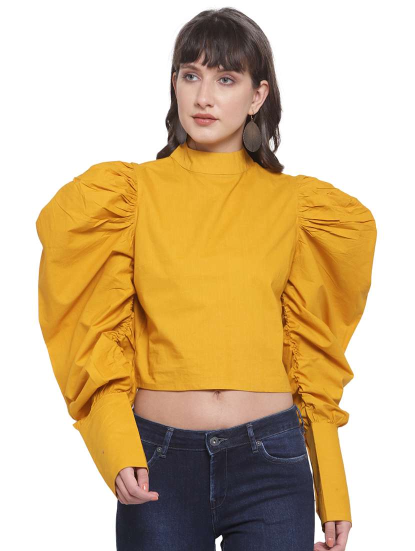 women's crop mock neck top