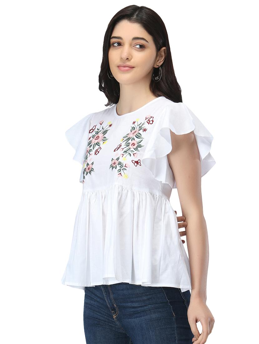 embroidered detail peplum  top  - 17765070 -  Standard Image - 1