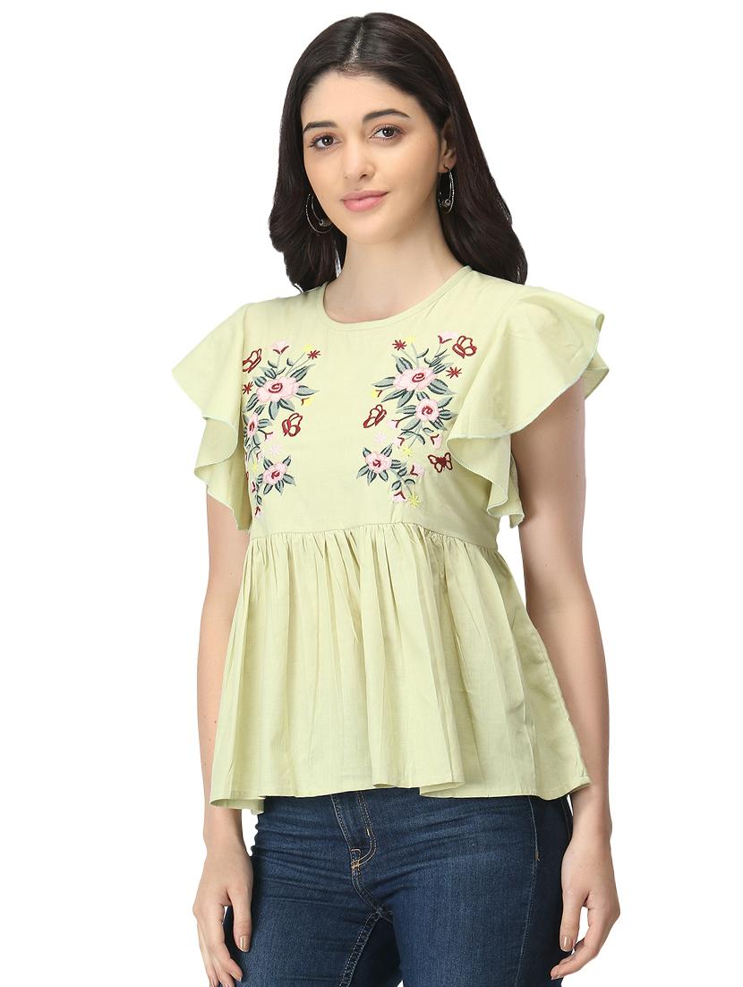 embroidered detail peplum  top  - 17765072 -  Standard Image - 1