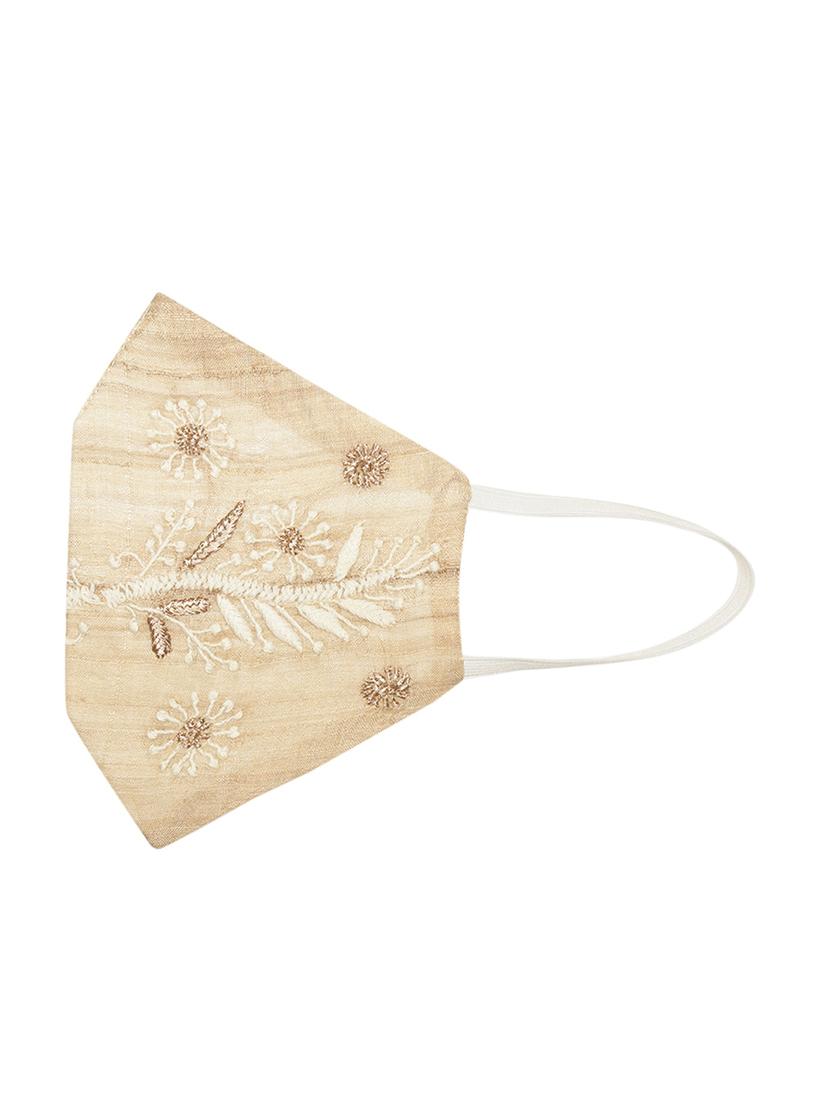 ada hand-embroidered beige chikankari face mask - 17765291 - Standard Image - 1