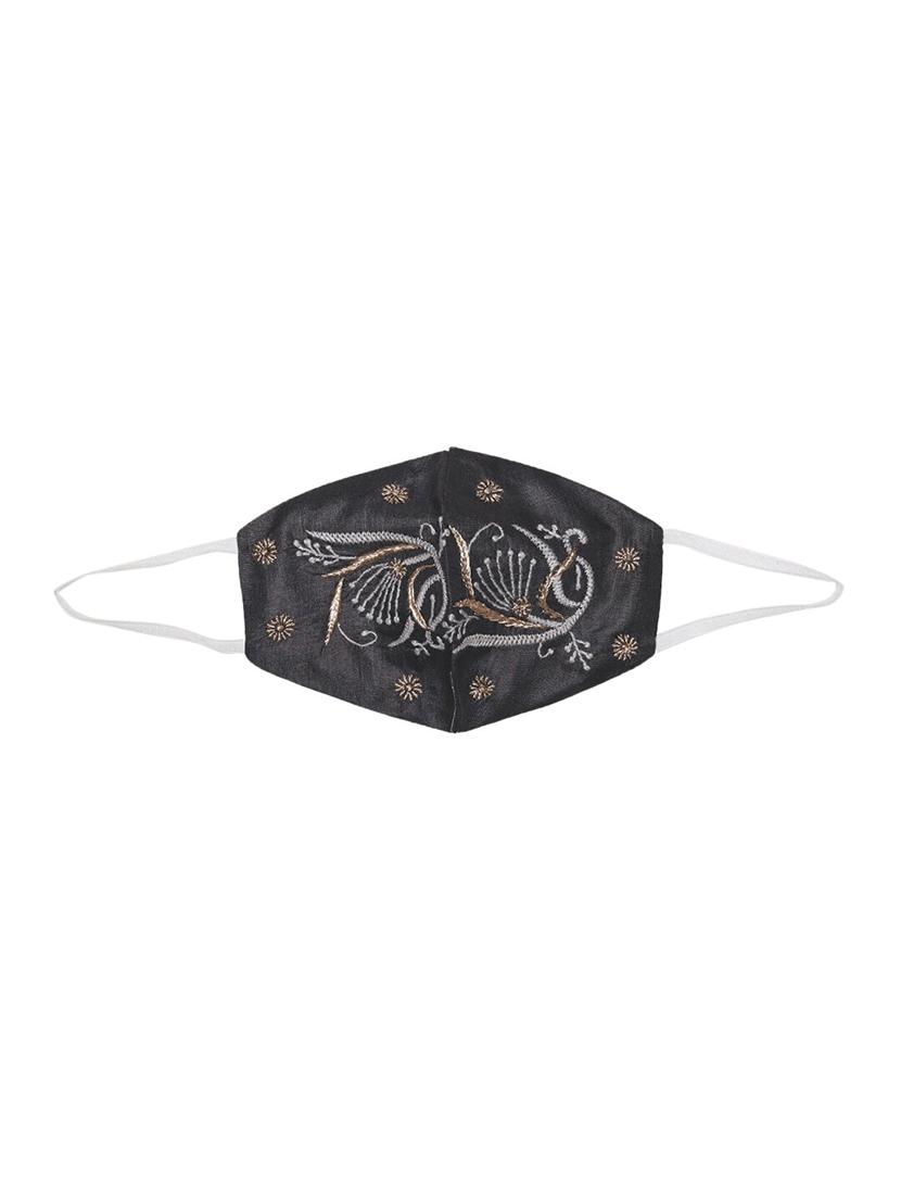 ada hand-embroidered black chikankari face mask - 17765294 - Standard Image - 1