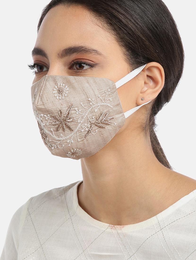 ada hand-embroidered multi colored chikankari face mask - 17765296 - Standard Image - 6