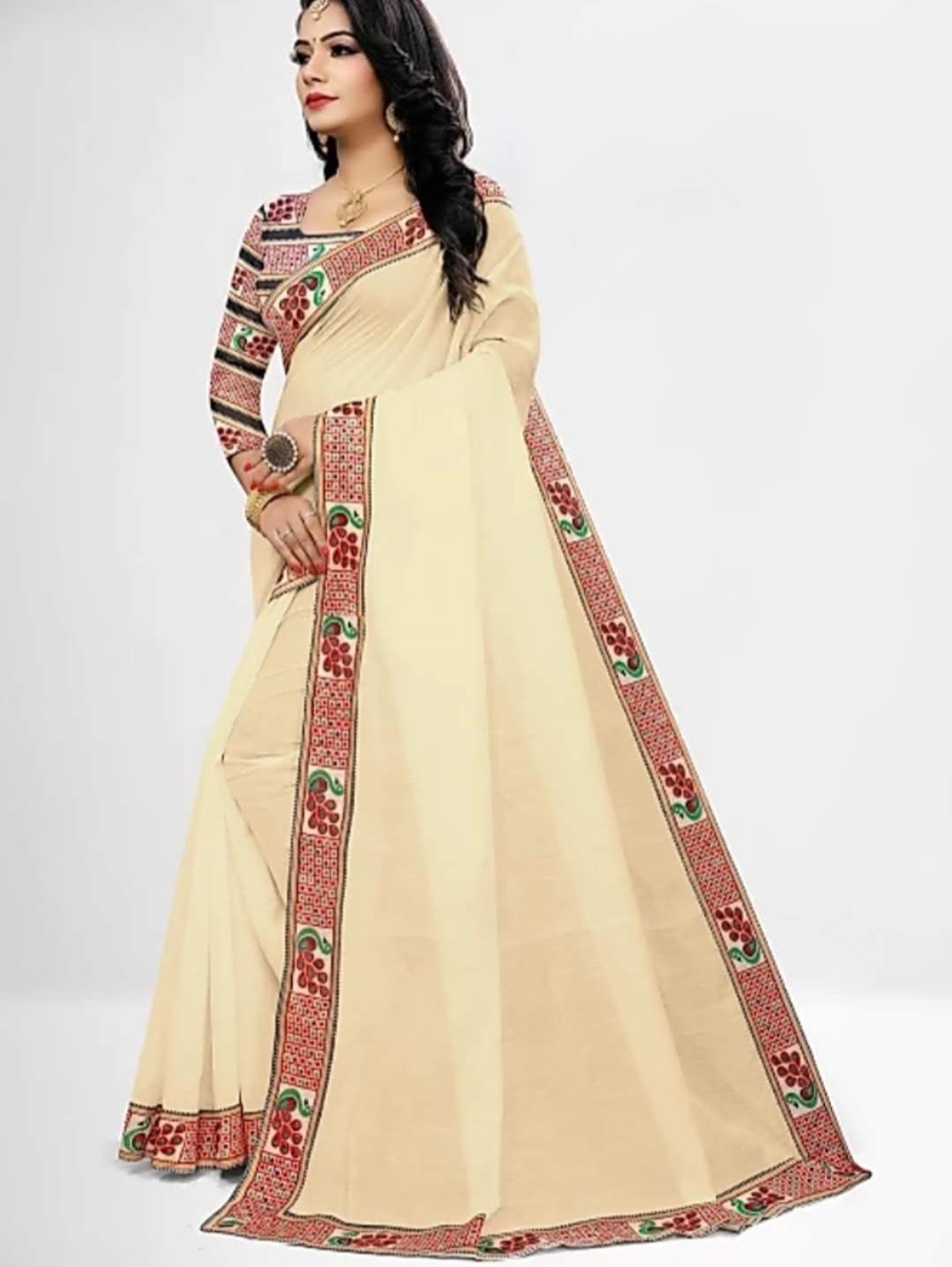 saree fabric: chanderi cotton blouse: separate - 17765374 - Standard Image - 1