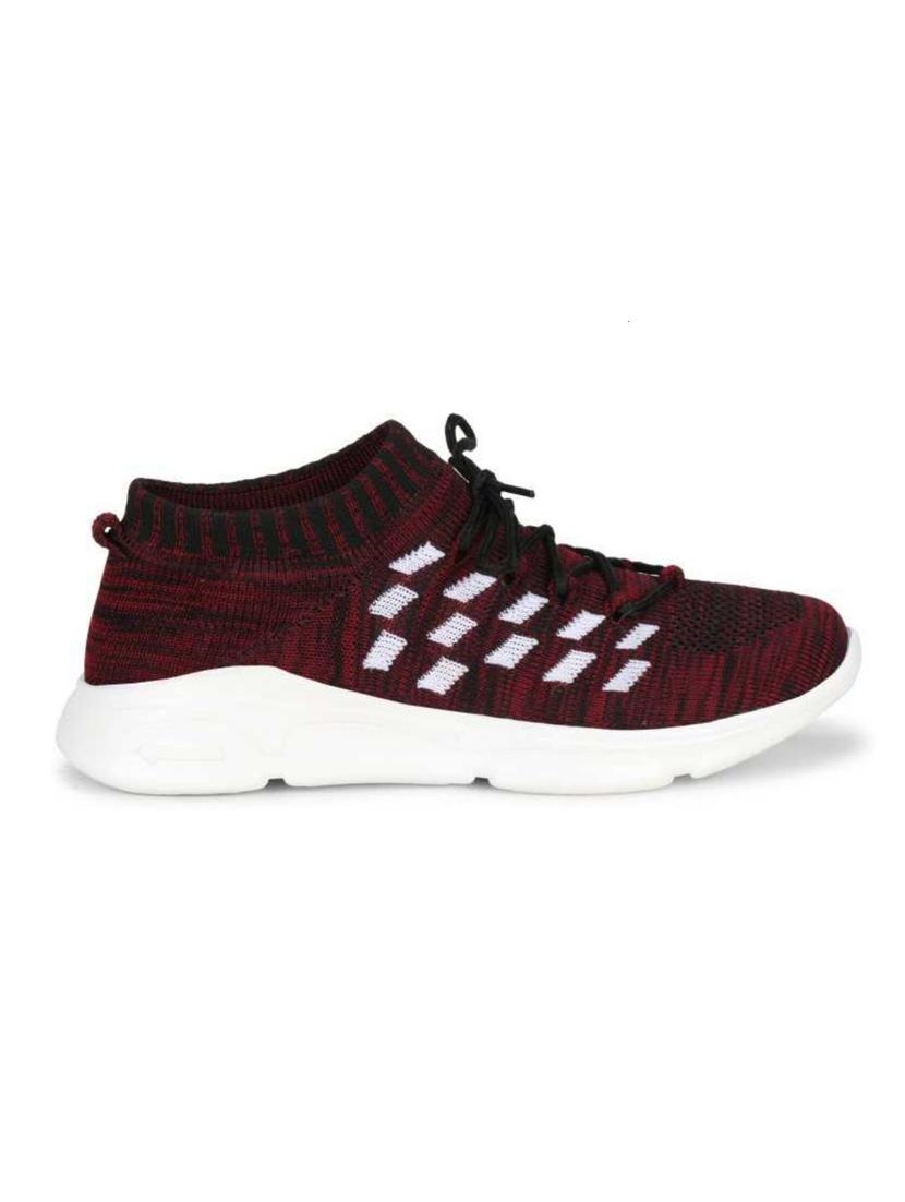 maroon fabric slip on sports shoes - 17765481 - Standard Image - 1