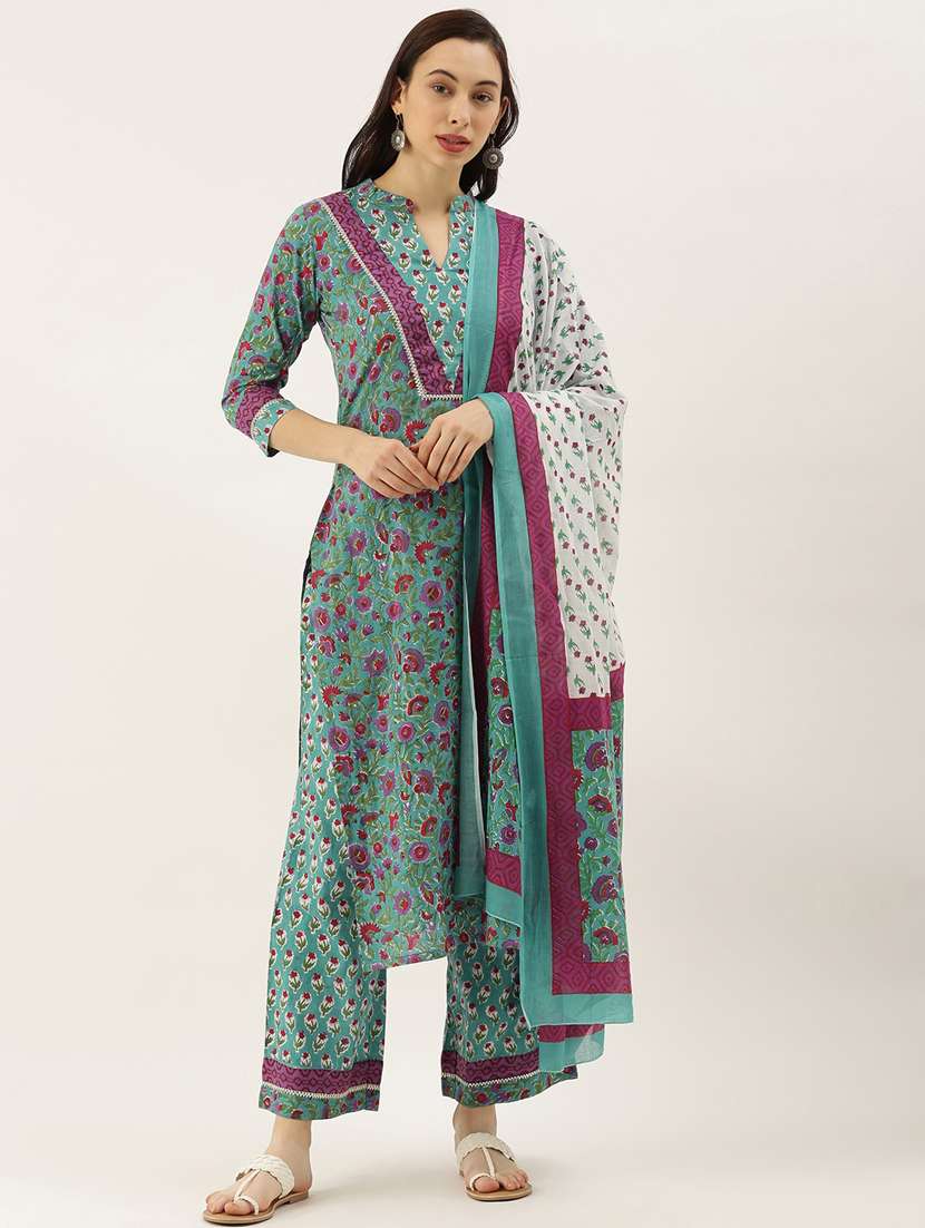 floral printed kurta palazzo set with dupatta