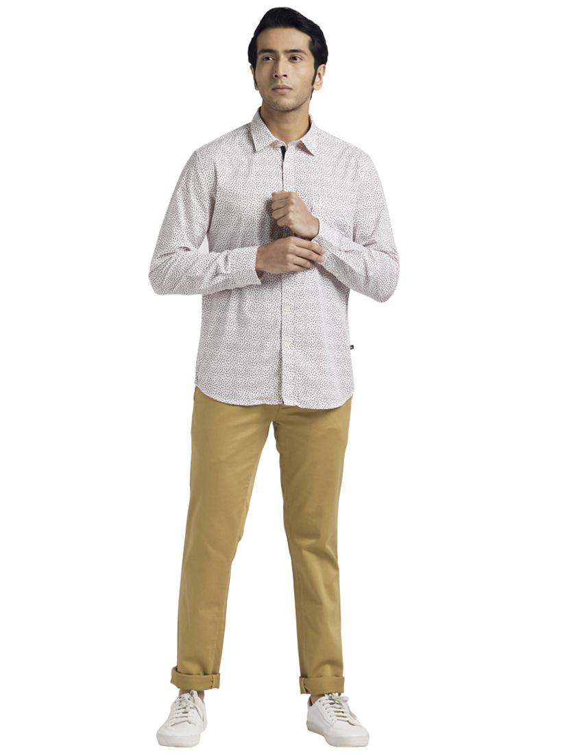 brown solid flat front casual trouser - 17766344 - Standard Image - 4