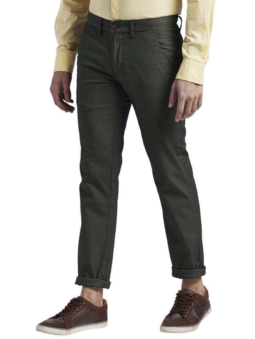 grey textured flat front casual trouser - 17766363 -  Standard Image - 1