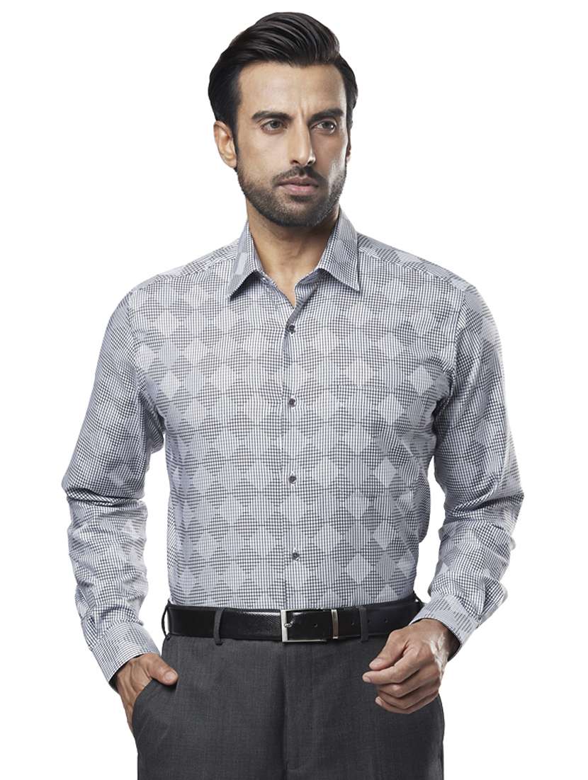 grey checkered formal shirt