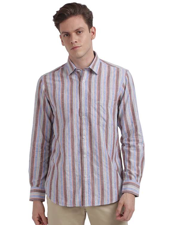 grey striped casual shirt