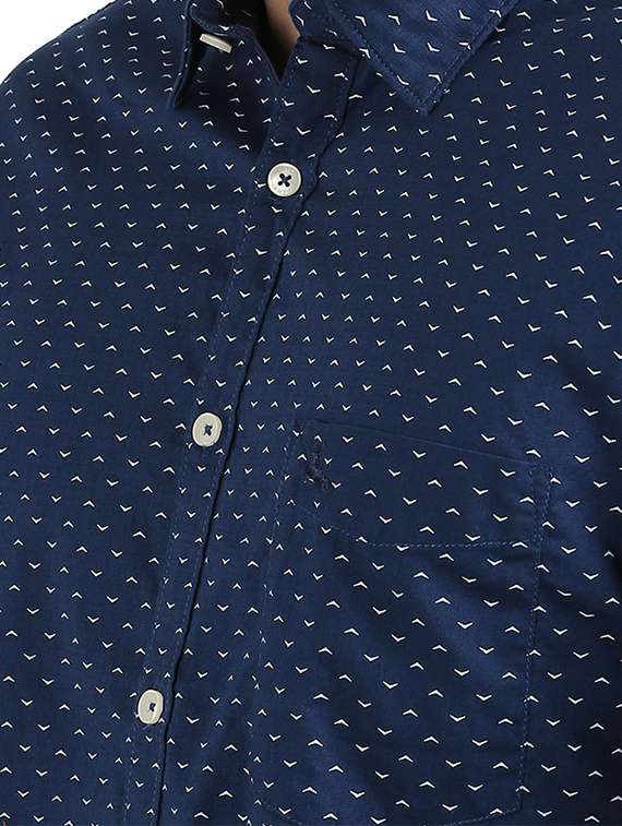 navy blue printed casual shirt - 17768334 - Standard Image - 4