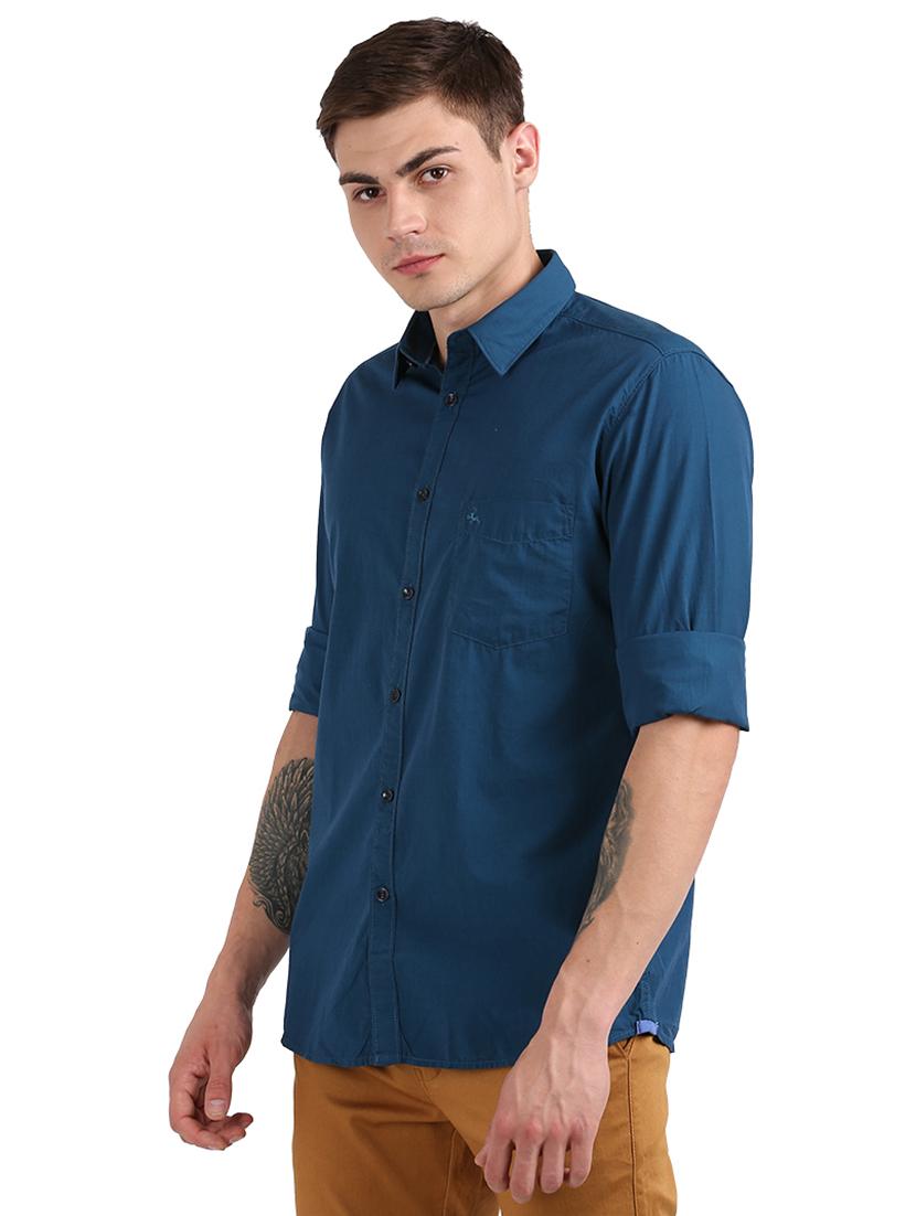 teal solid casual shirt - 17768364 - Standard Image - 1
