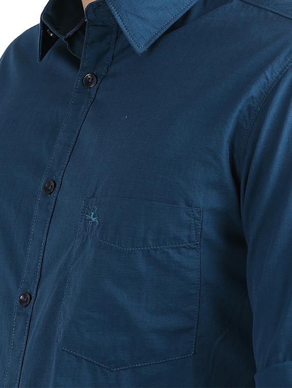 teal solid casual shirt - 17768364 - Standard Image - 4