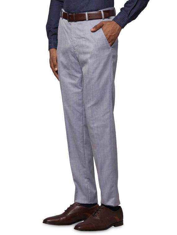grey textured flat front formal trouser - 17768953 - Standard Image - 1