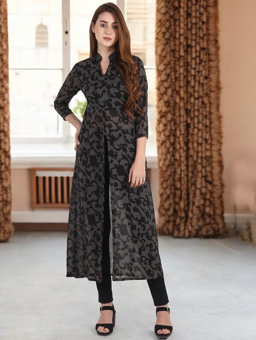 mandarin neck front slit tunic 