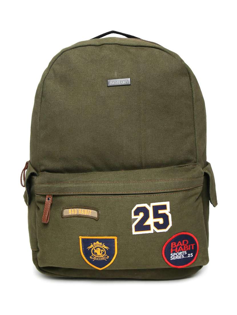 olive green  cotton polyester blend backpack