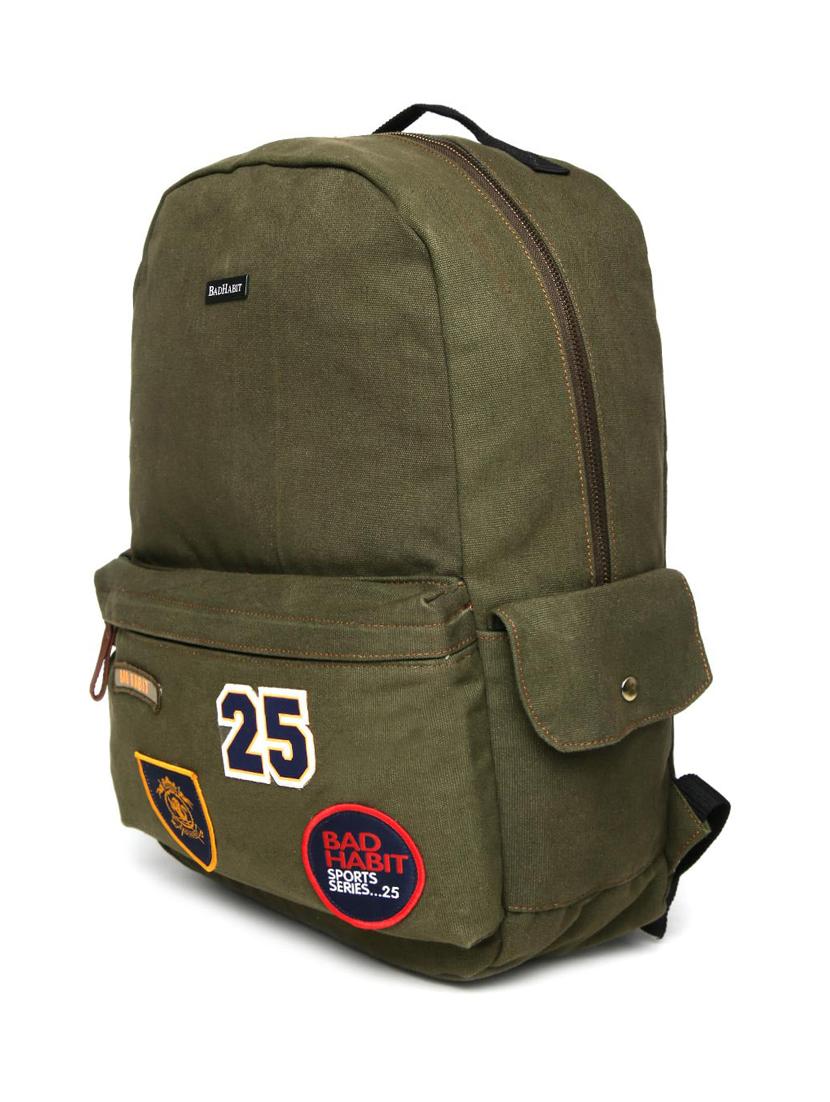 olive green cotton polyester blend backpack - 17769857 - Standard Image - 4