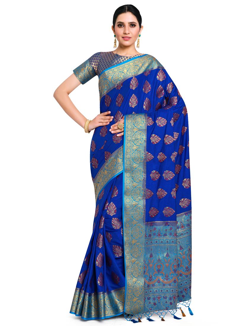 zari work kanjivaram saree with blouse - 17770704 - Standard Image - 1