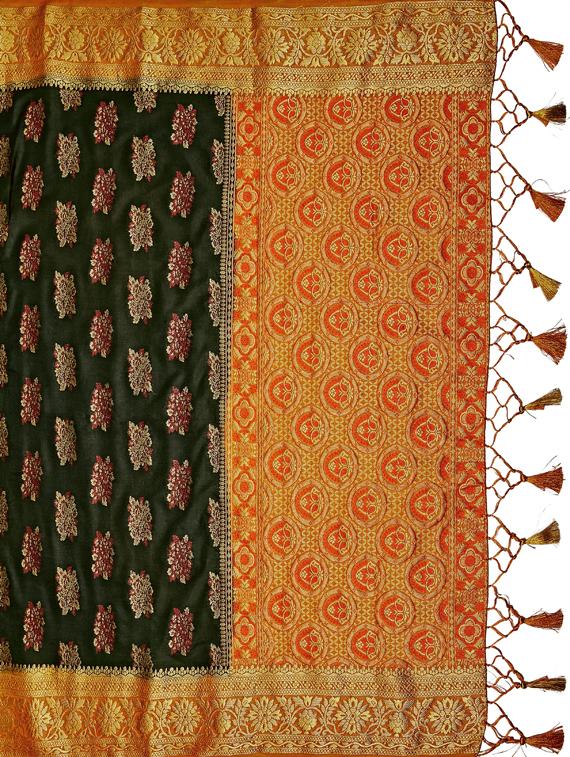 zari work kanjivaram saree with blouse - 17770712 - Standard Image - 4