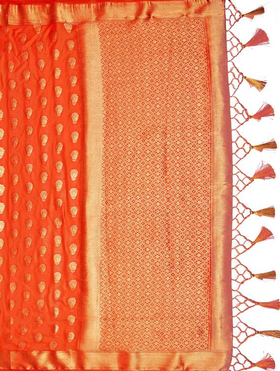 women's ethnic motifs orange colored saree with blouse - 17770726 -  Standard Image - 4