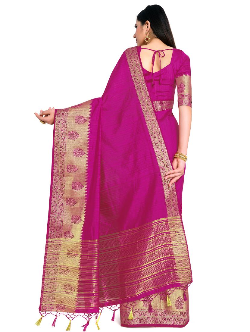 pink raw silk kanjivaram saree with blouse - 17770749 - Standard Image - 1