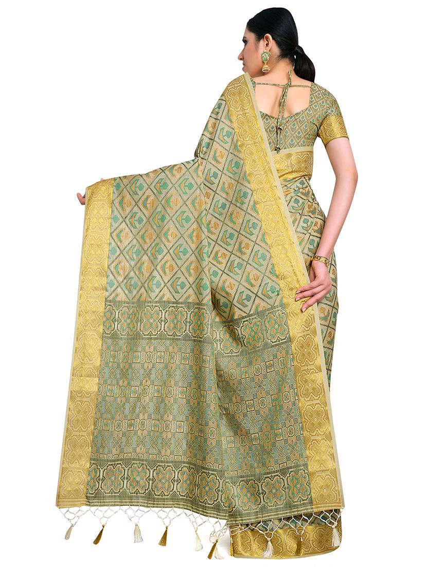 offwhite art silk patola saree with blouse - 17770755 - Standard Image - 1