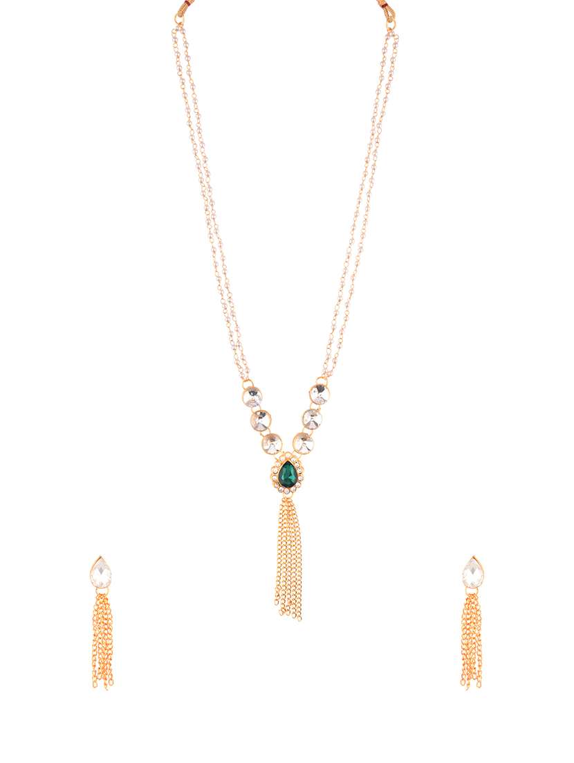 green gold plated necklaces and earring
