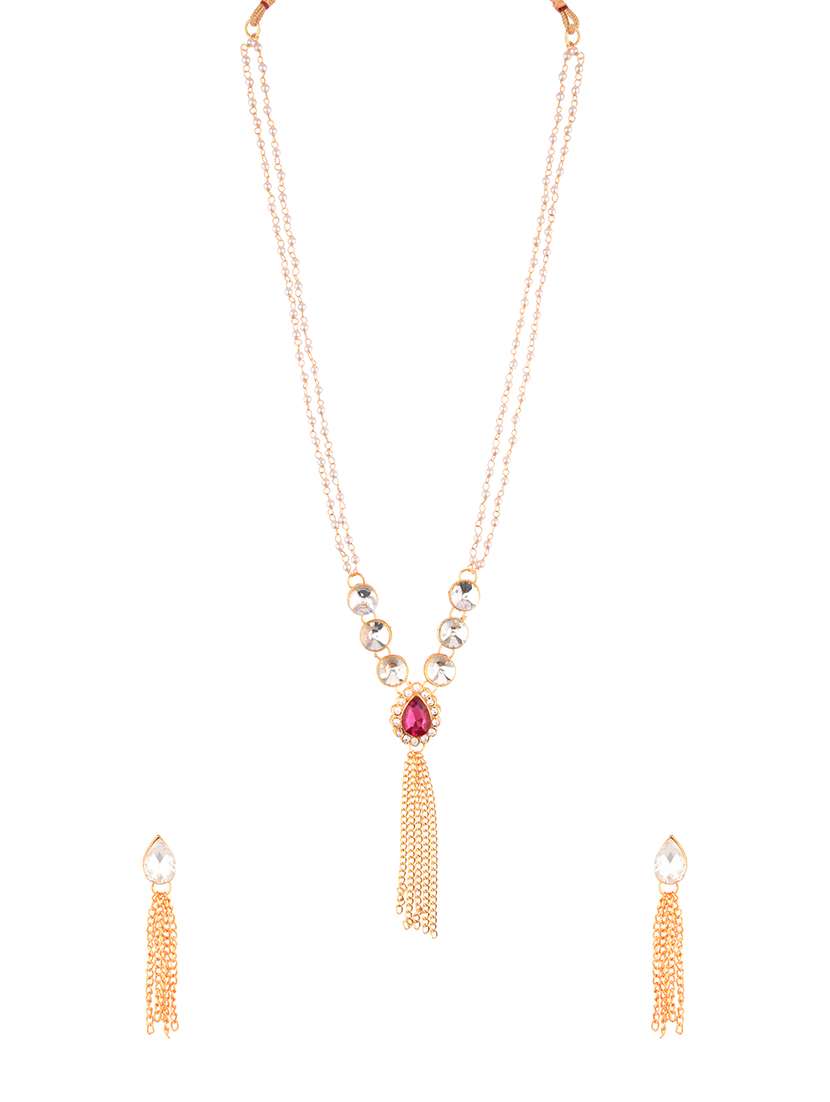 pink gold plated necklaces and earring
