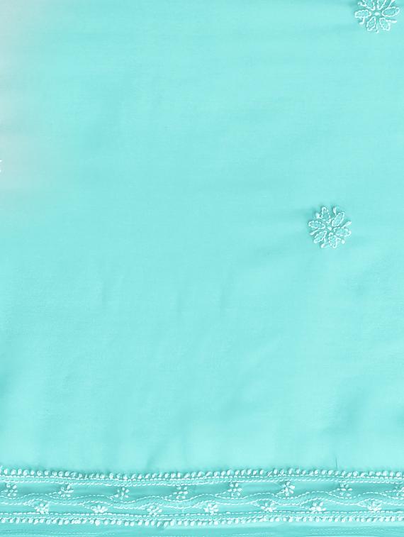 ada hand-embroidered sea green chikankari saree with blouse - 17772679 - Standard Image - 4