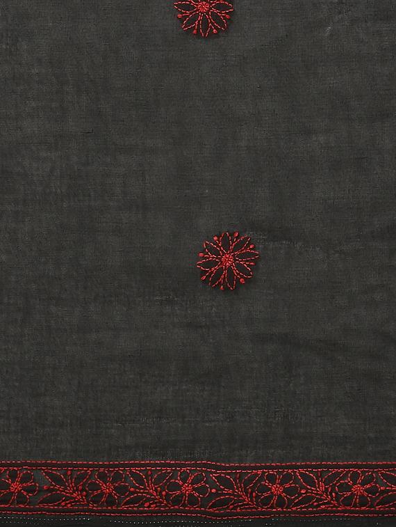 ada hand-embroidered black chikankari saree with blouse - 17772686 - Standard Image - 4