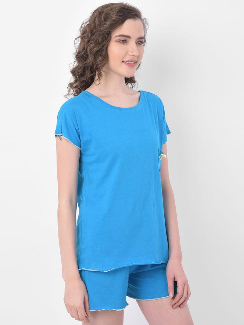 solid nightwear shorts set - 17773270 - Standard Image - 1