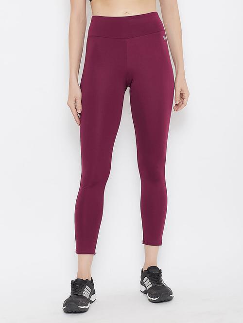 women purple solid high rise tights - 17773383 -  Standard Image - 0