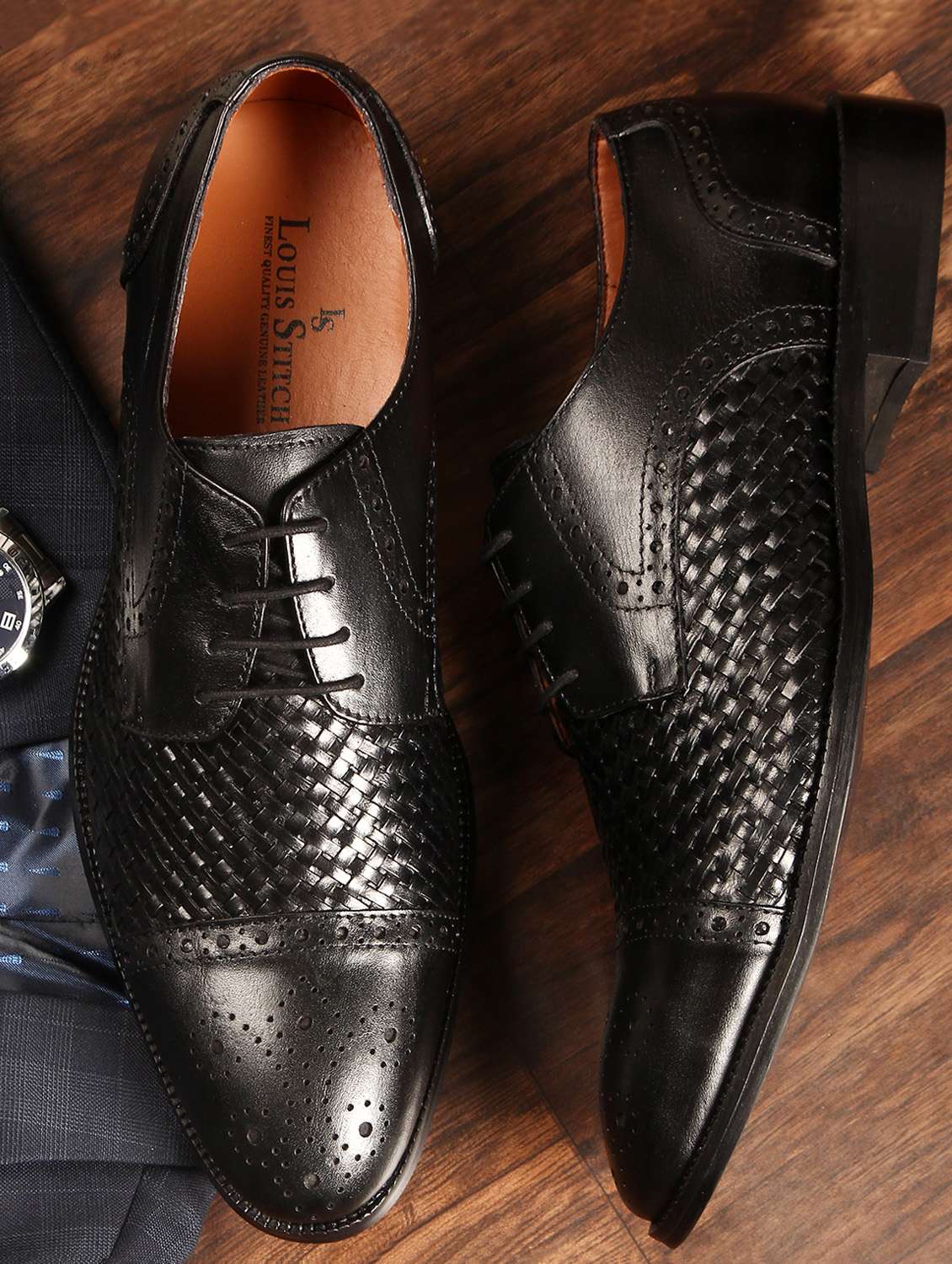 black leather laceup oxfords