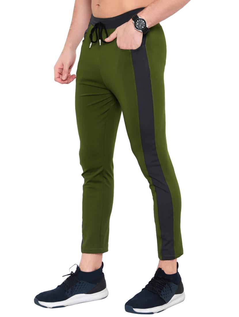 olive green side taped full length track pant - 17774152 - Standard Image - 1