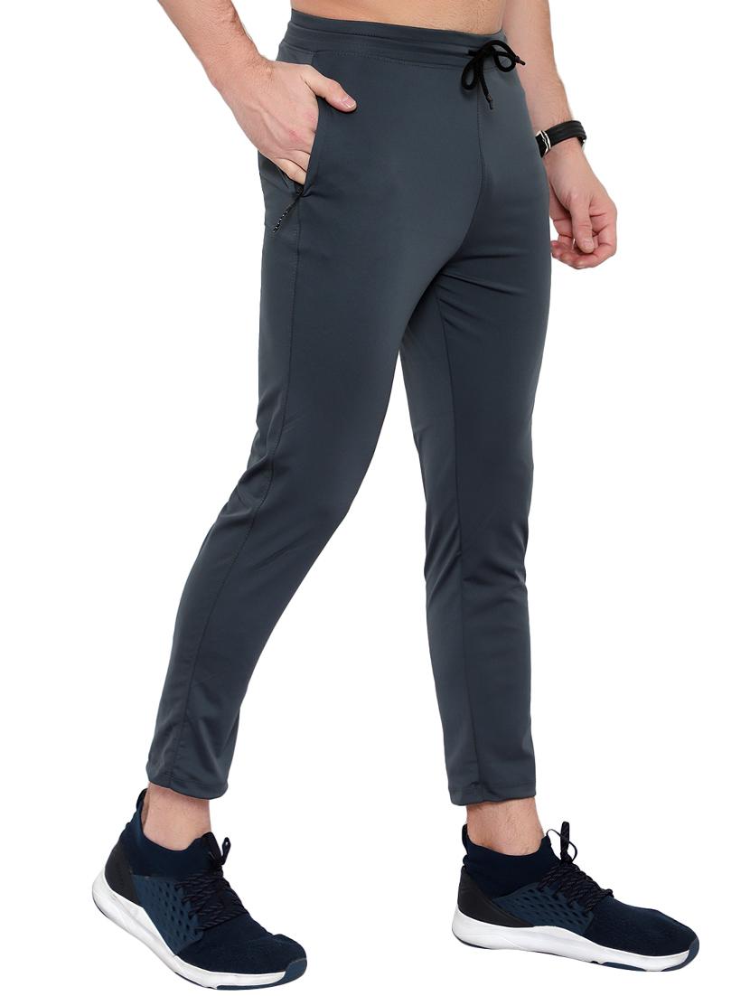 grey solid full length track pant - 17774159 -  Standard Image - 1
