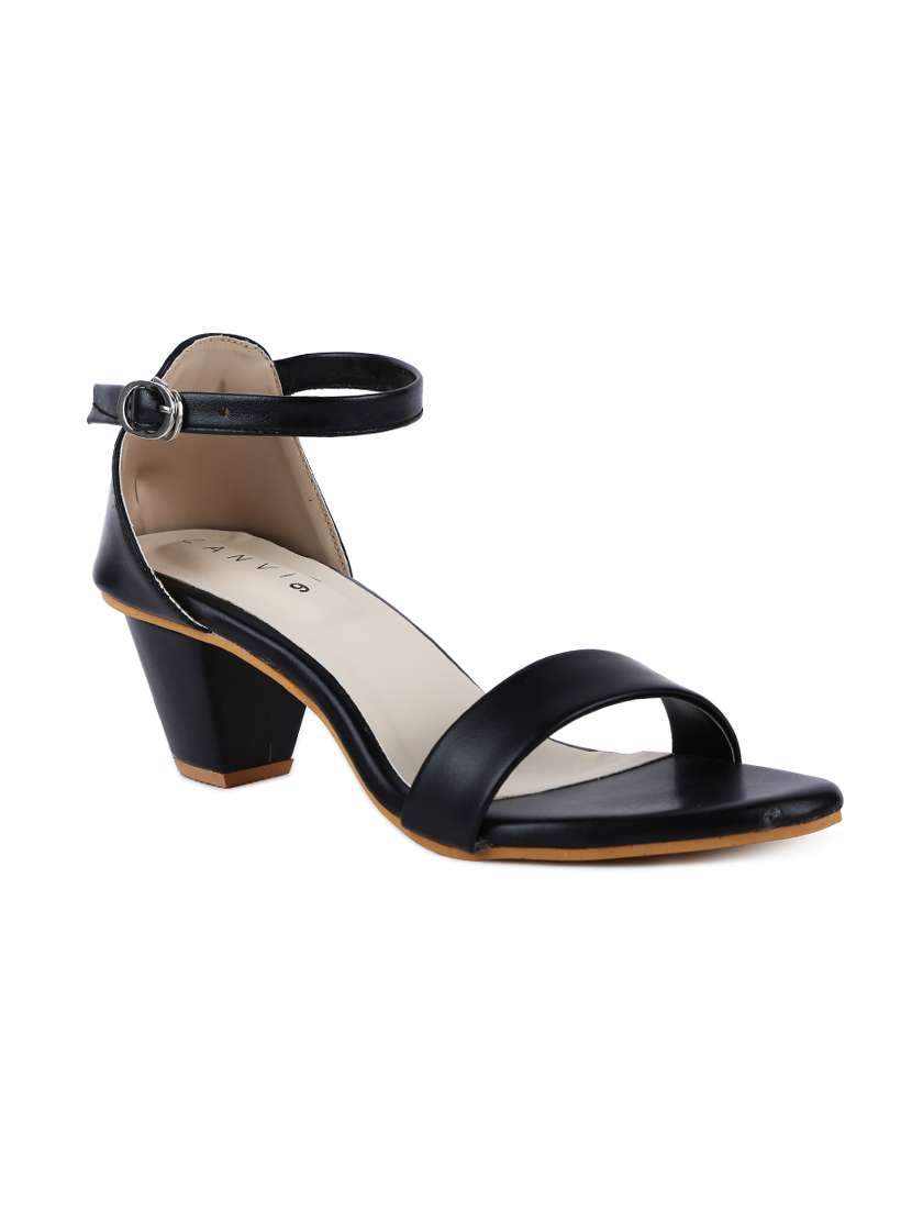black faux leather closed back sandals