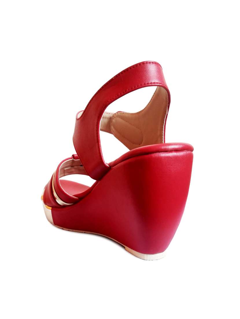 canvi women's pink classic wedge heeled sandal,premium faux leather casual sandals for girls… - 17774455 -  Standard Image - 1