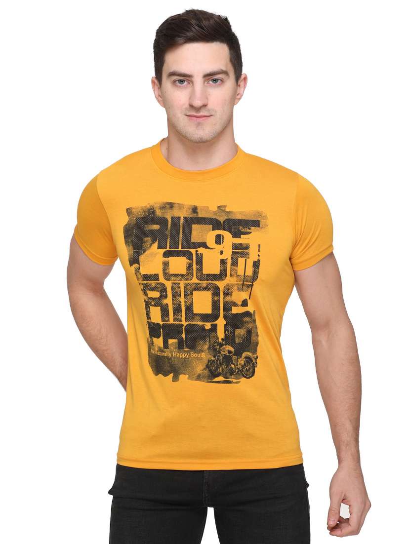yellow printed t-shirt