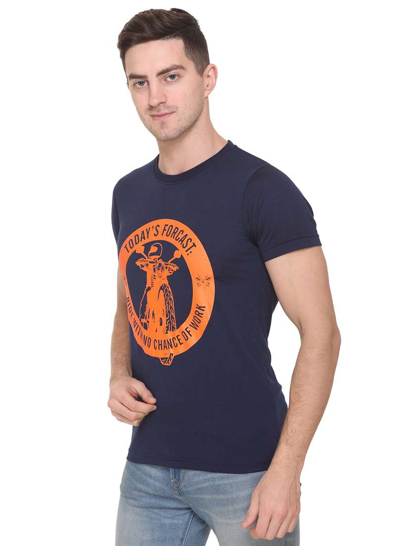 navy blue printed t-shirt - 17775700 -  Standard Image - 1