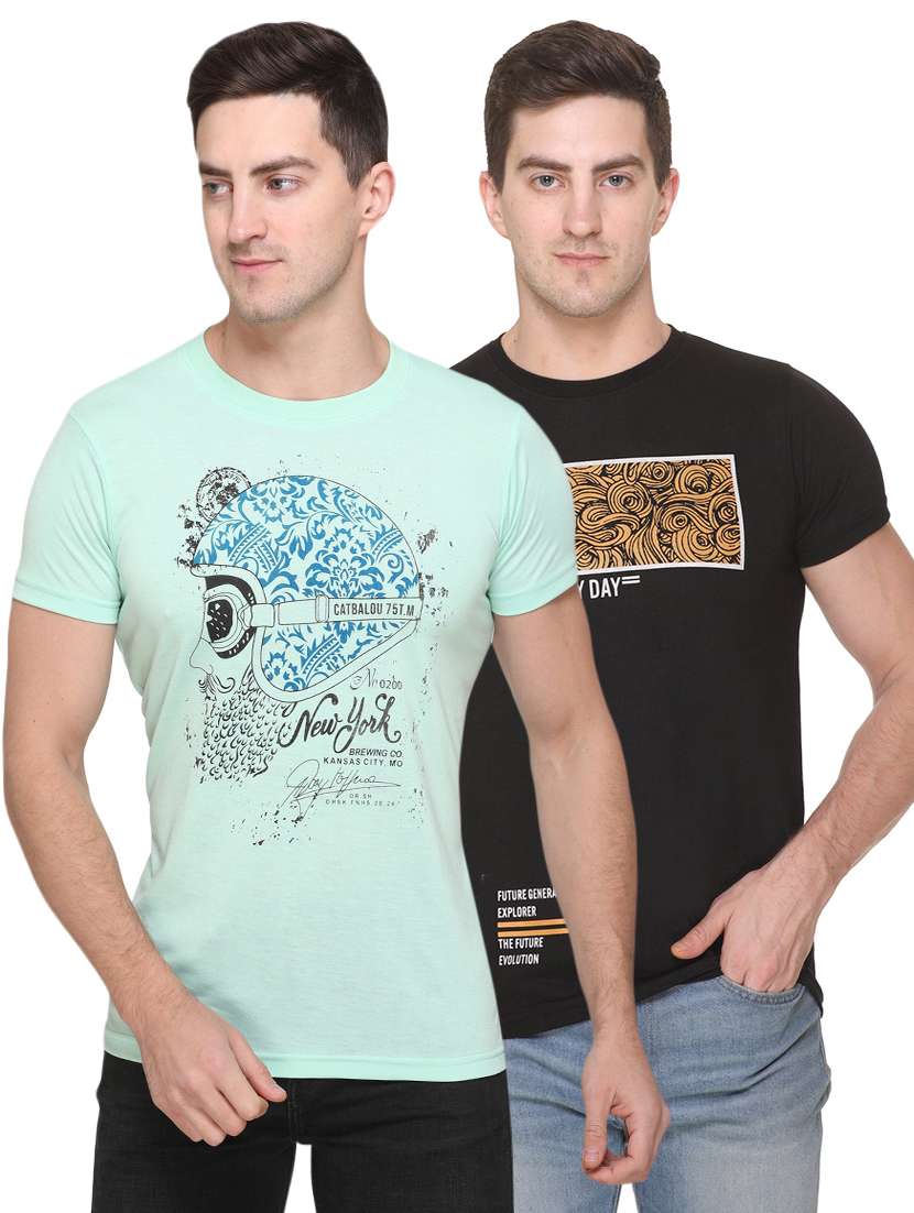 set of 2 multi colored printed t-shirt 