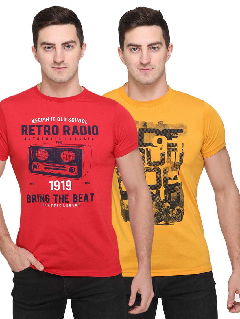 men pack of 2 printed t-shirt combos