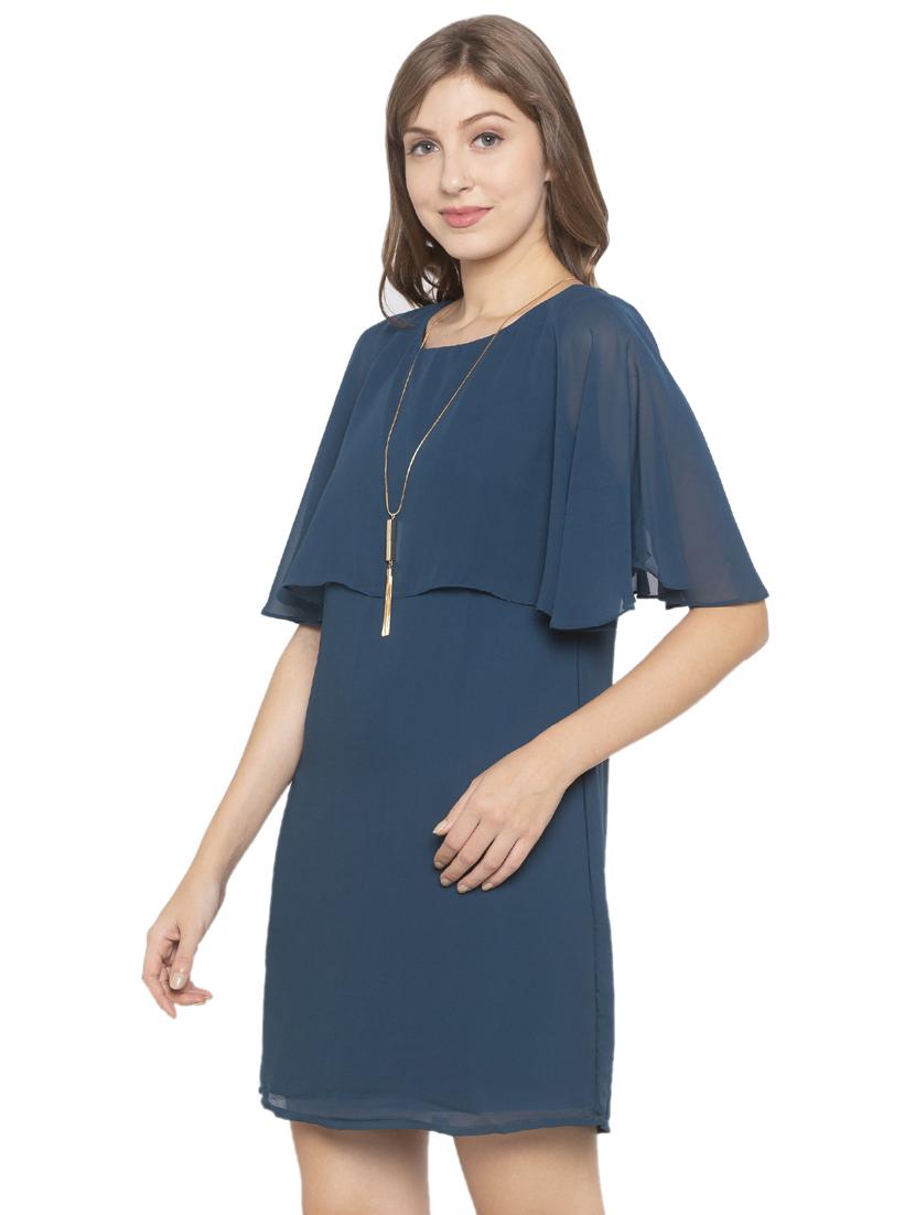 cape sleeved solid shift dress - 17776341 - Standard Image - 1