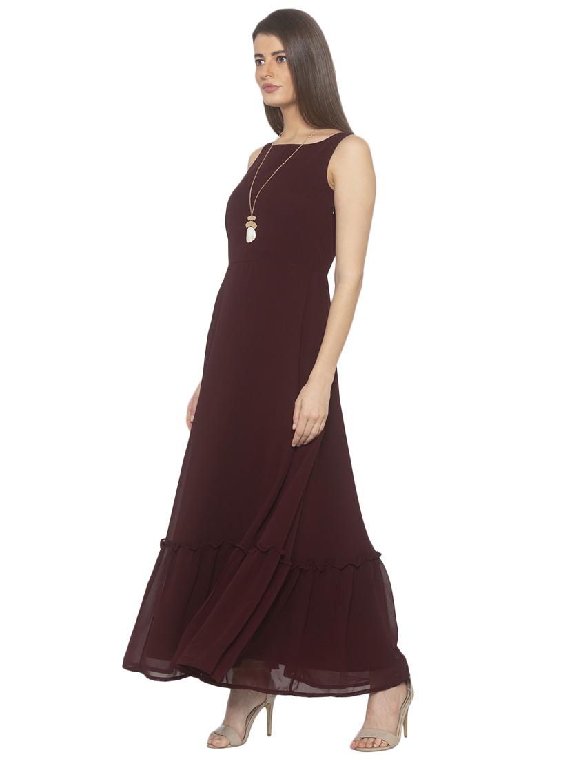 round neck solid fit & flare dress - 17776385 -  Standard Image - 1