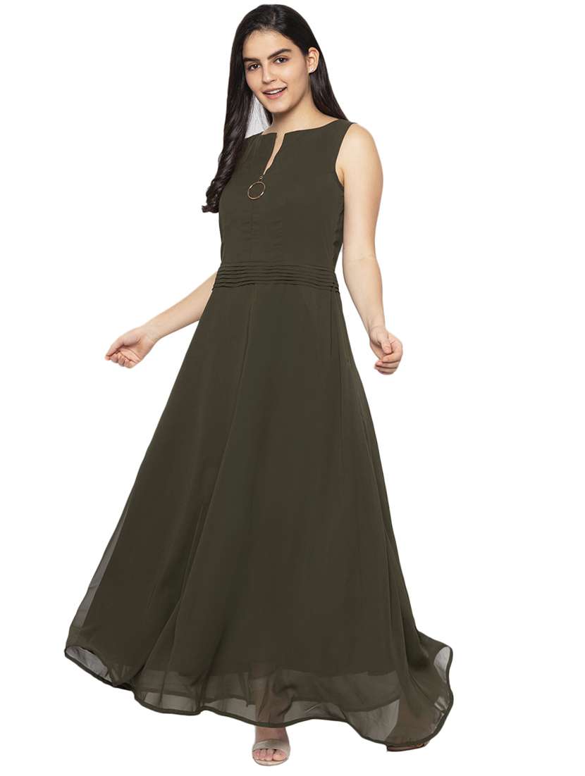 round neck solid flared dress - 17776398 -  Standard Image - 1