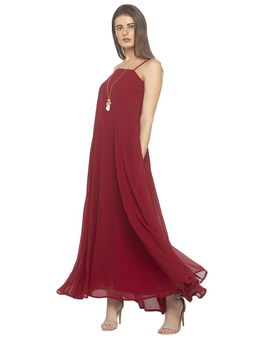 cami neck solid fit & flare dress - 17776410 -  Standard Image - 1